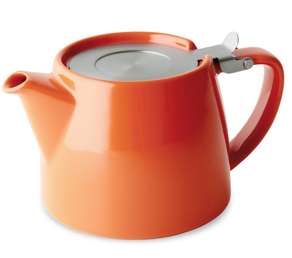 FORLIFE Stump Teapot with SLS Lid and Infuser 18-Ounce Carrot
